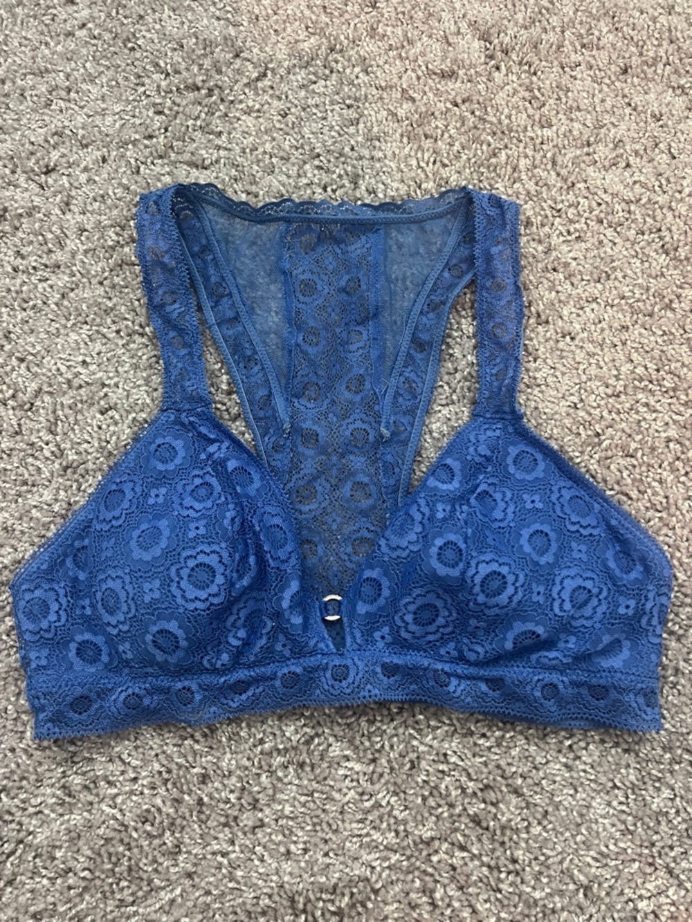 AERIE Periwinkle Lace Racerback Bralette in Deep Blue